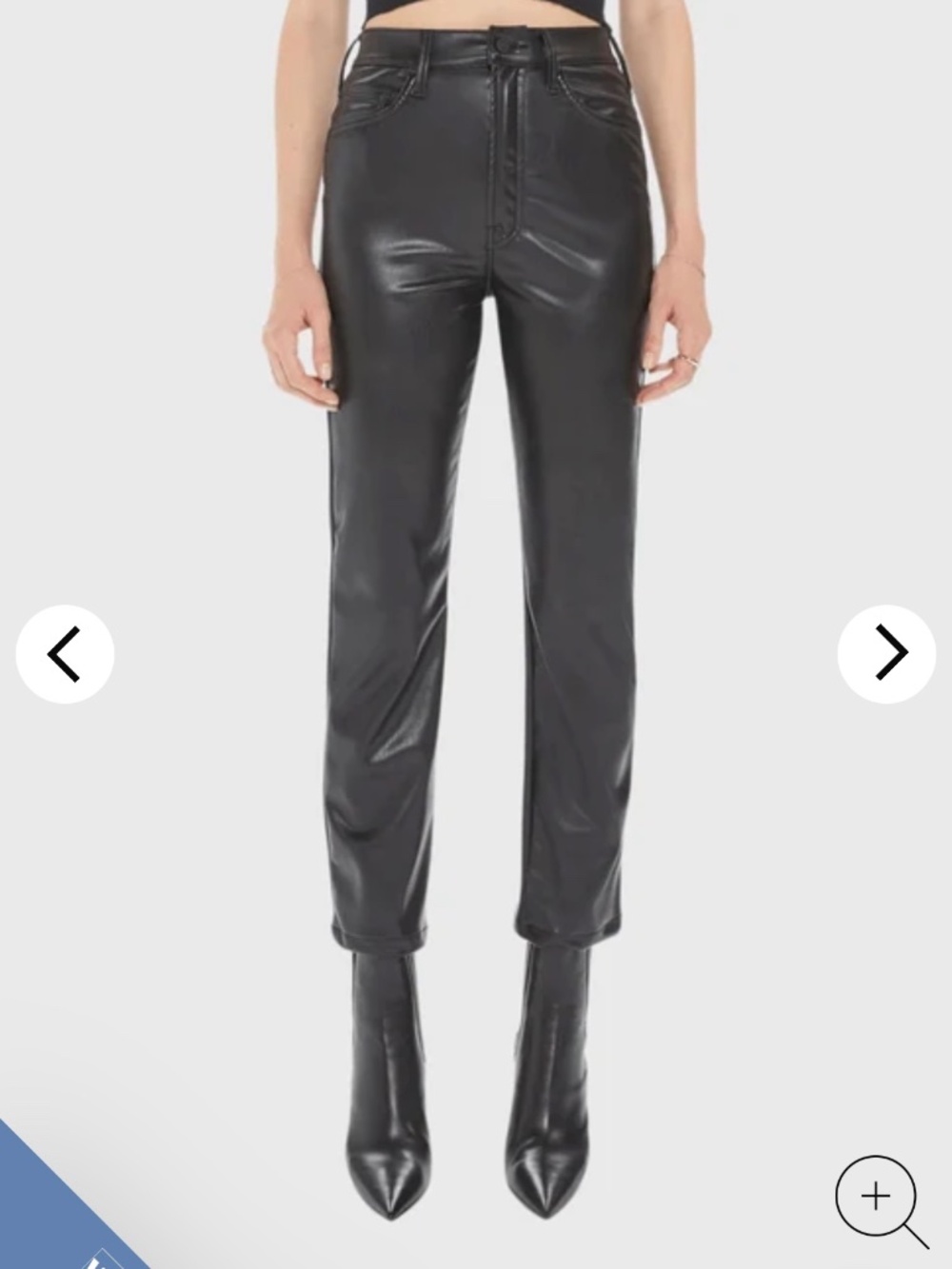 Mother High Waisted Rider Ankle Pants in "Wax On Wax Off" Faux Leather